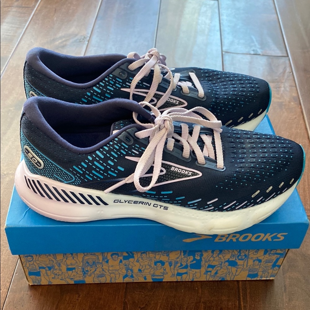 Brooks Glycerin GTS 20 Running Shoes - Navy and Teal